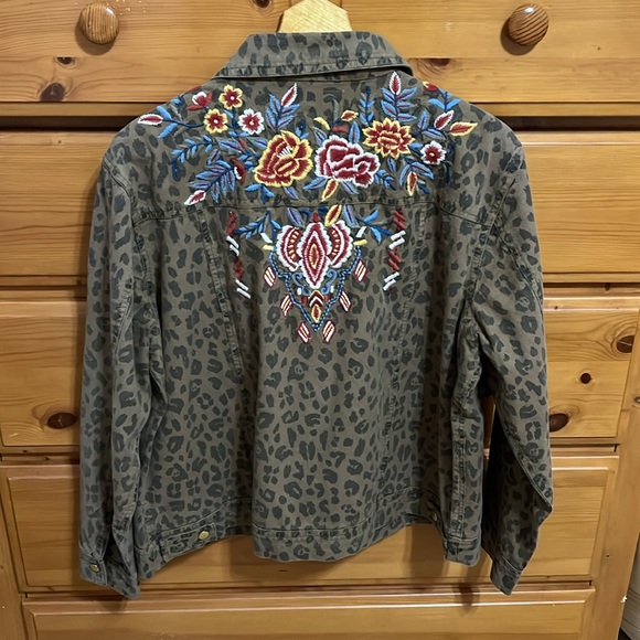 karyn seo Leopard Print Canvas Jacket w/Embroidery - XL - Picture 4 of 12